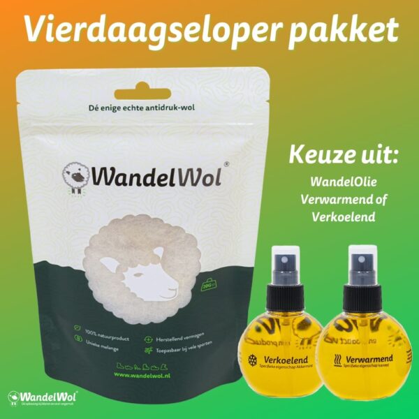 WandelWol antidruk-wol 20 gram en WandelOlie Verwarmend en WandelOlie Verkoelend